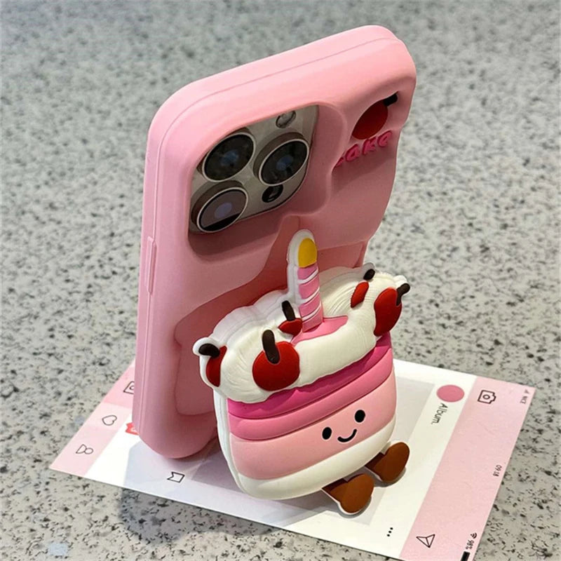 Cute 3D Cake Folding Kickstand Phone Case