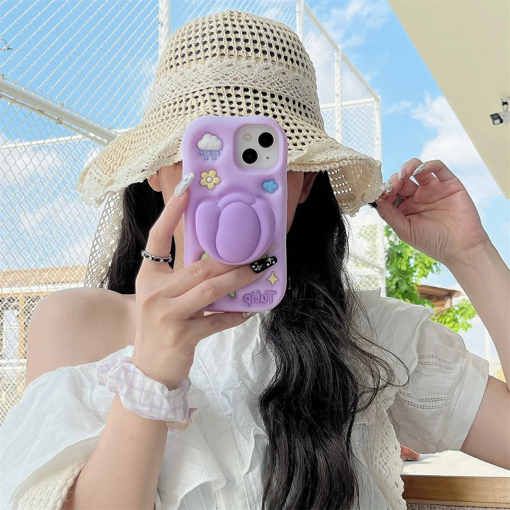 Purple Tulip Telecopic Bracket Phone Case