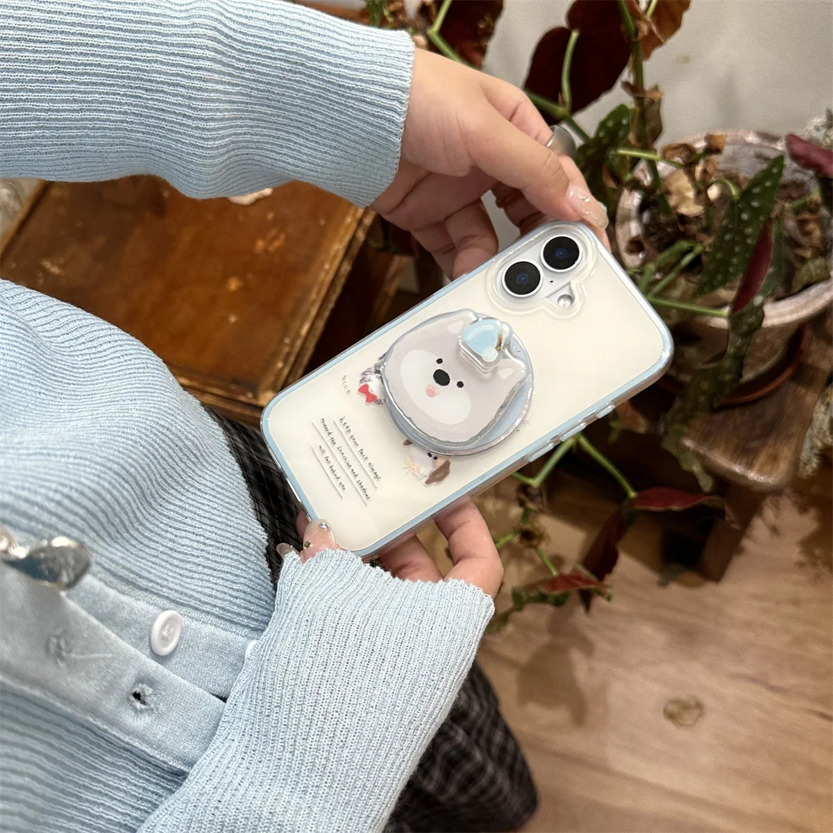 New Cute Cartoon Puppy Magnetic Stand Phone Case