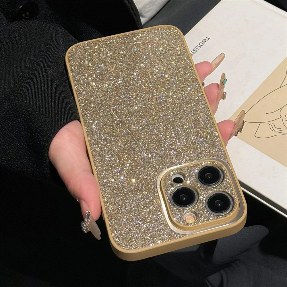 Luxury Bling Glitter Diamond Sequins Matte Phone Case For iPhone