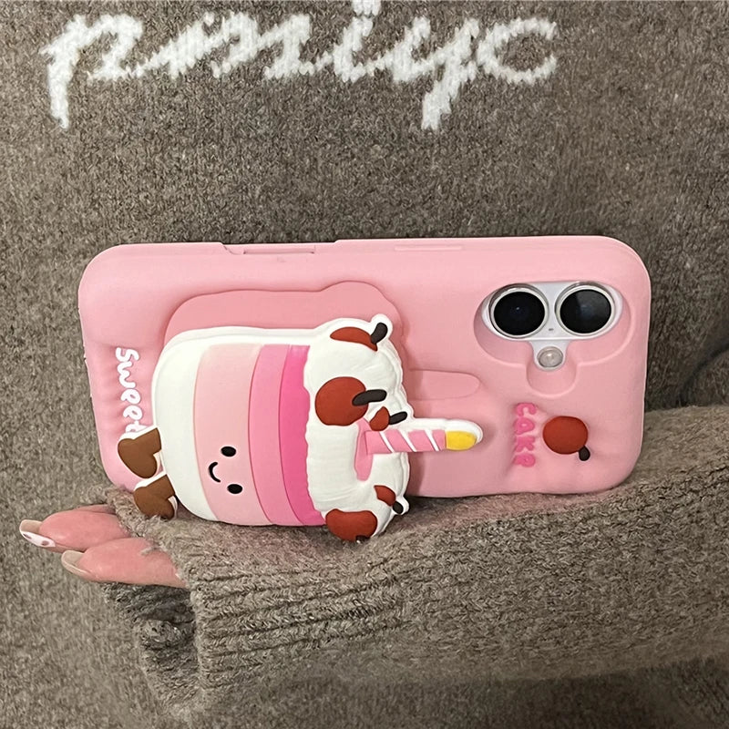 Cute 3D Cake Folding Kickstand Phone Case