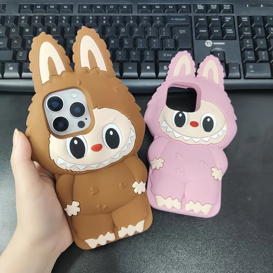 Kawaii 3D Cartoon Cute Monsters Soft Silicone Cover With Holder Phone Case