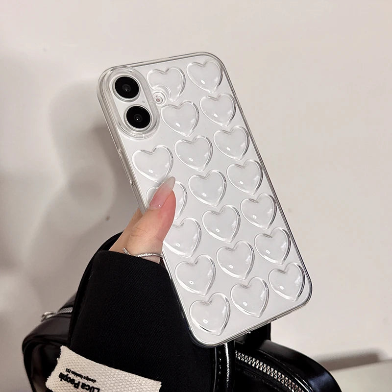 Fashion Transparent Love Heart Soft Silicone Phone Case