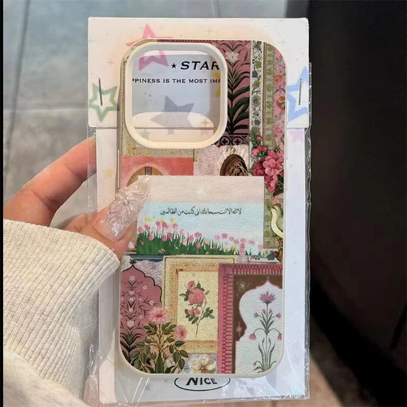 Pink Middle Eastern Tulip Sea Arabic Script Design Phone Case For iPhone