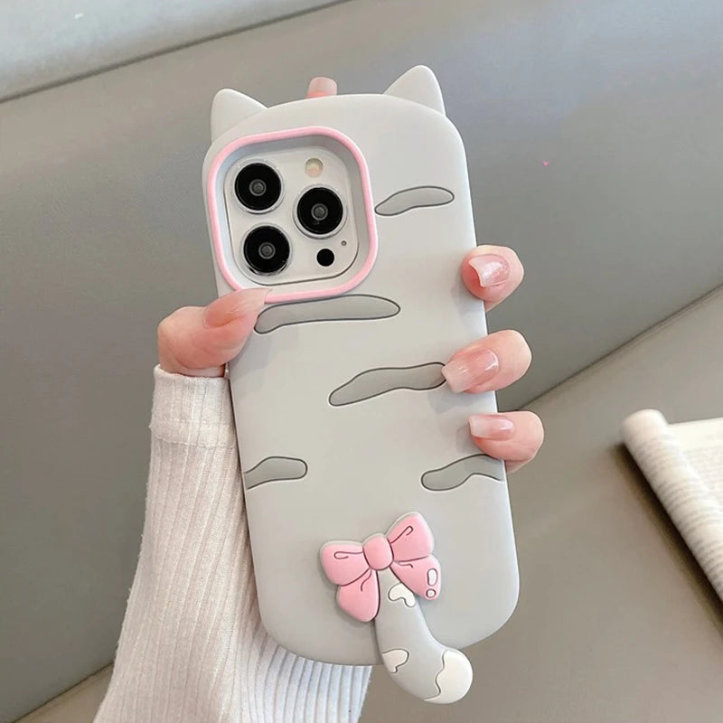 Fashion 3D Cat Soft Silicone Case For iPhone