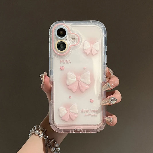 Pink Bow Moon Stars Bracket Phone Case For iPhone