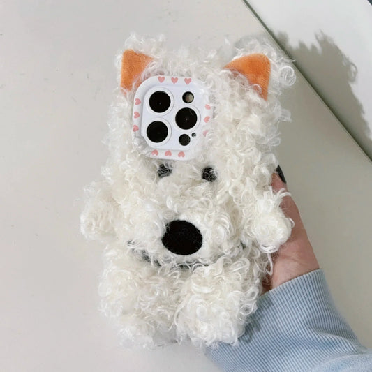 Cute Curly Puppy Plush Phone Case