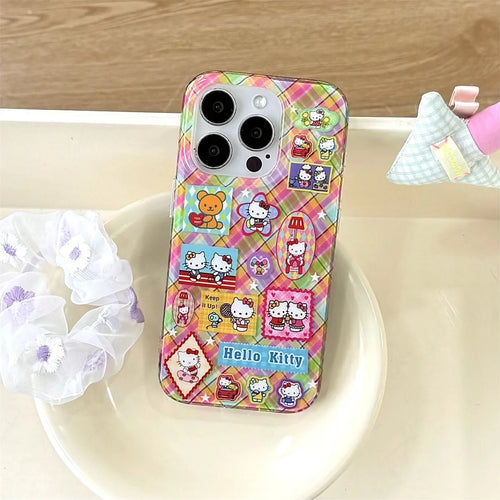 Cute Colorful Patchwork Kitty Cat Phone Case