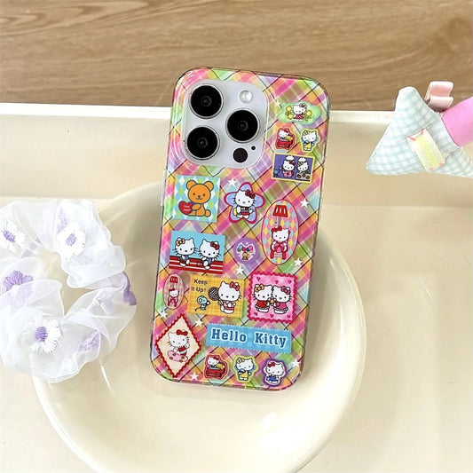 Cute Colorful Patchwork Kitty Cat Phone Case