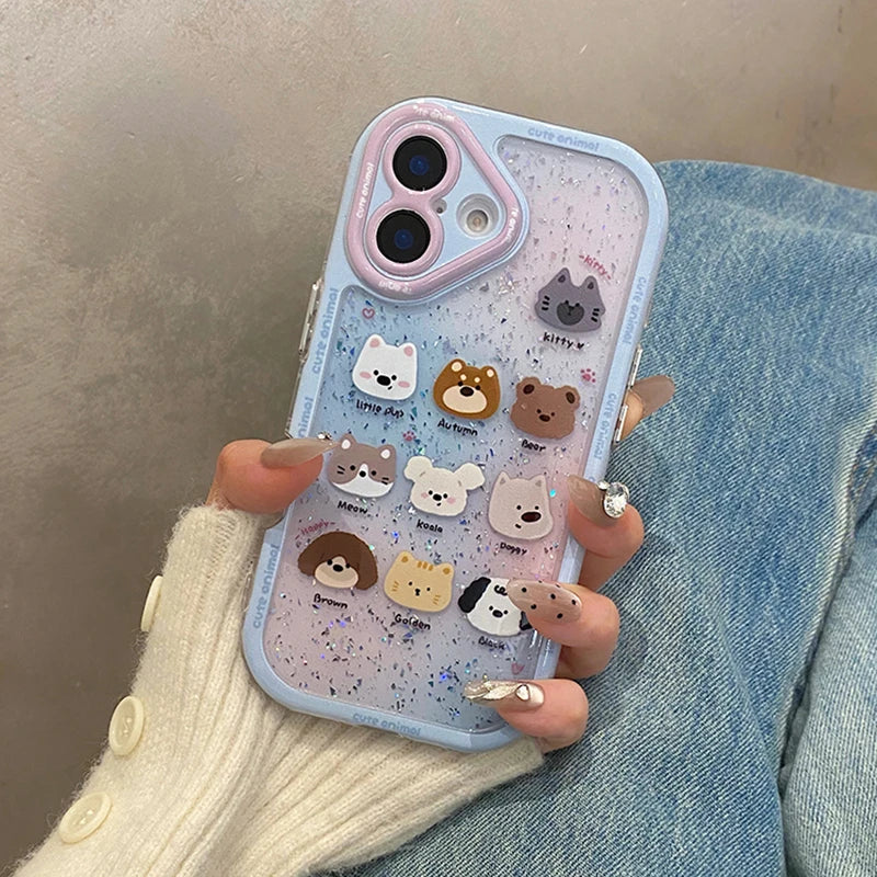Cute Animal Glitter Bling Back Phone Case