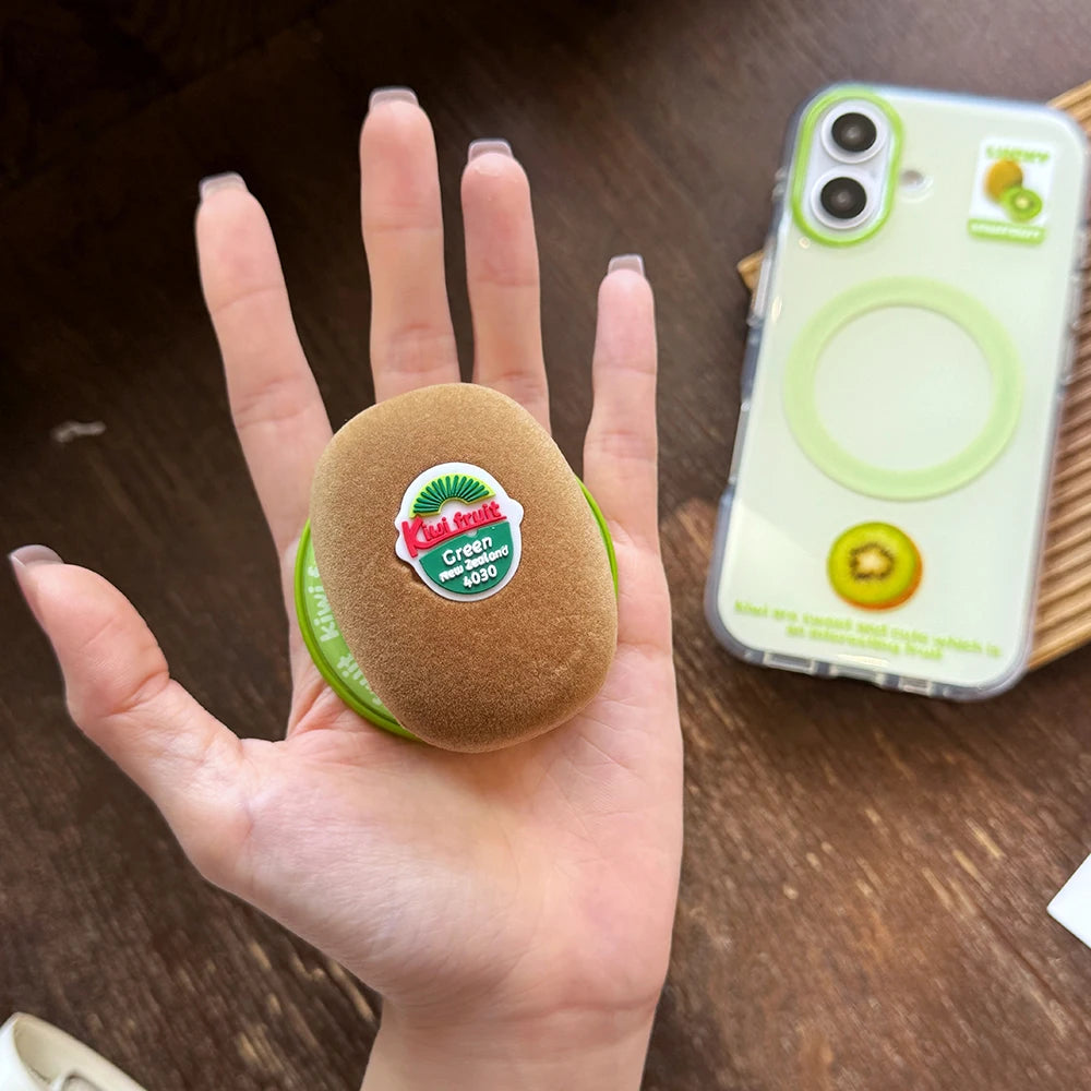 3D Cute kiwi Clear Magnetic Grip Tok Stand Holder Phone Case For iPhone