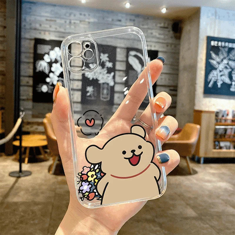 Cute Anime Dog Lovers Couple Phone Case For iPhone