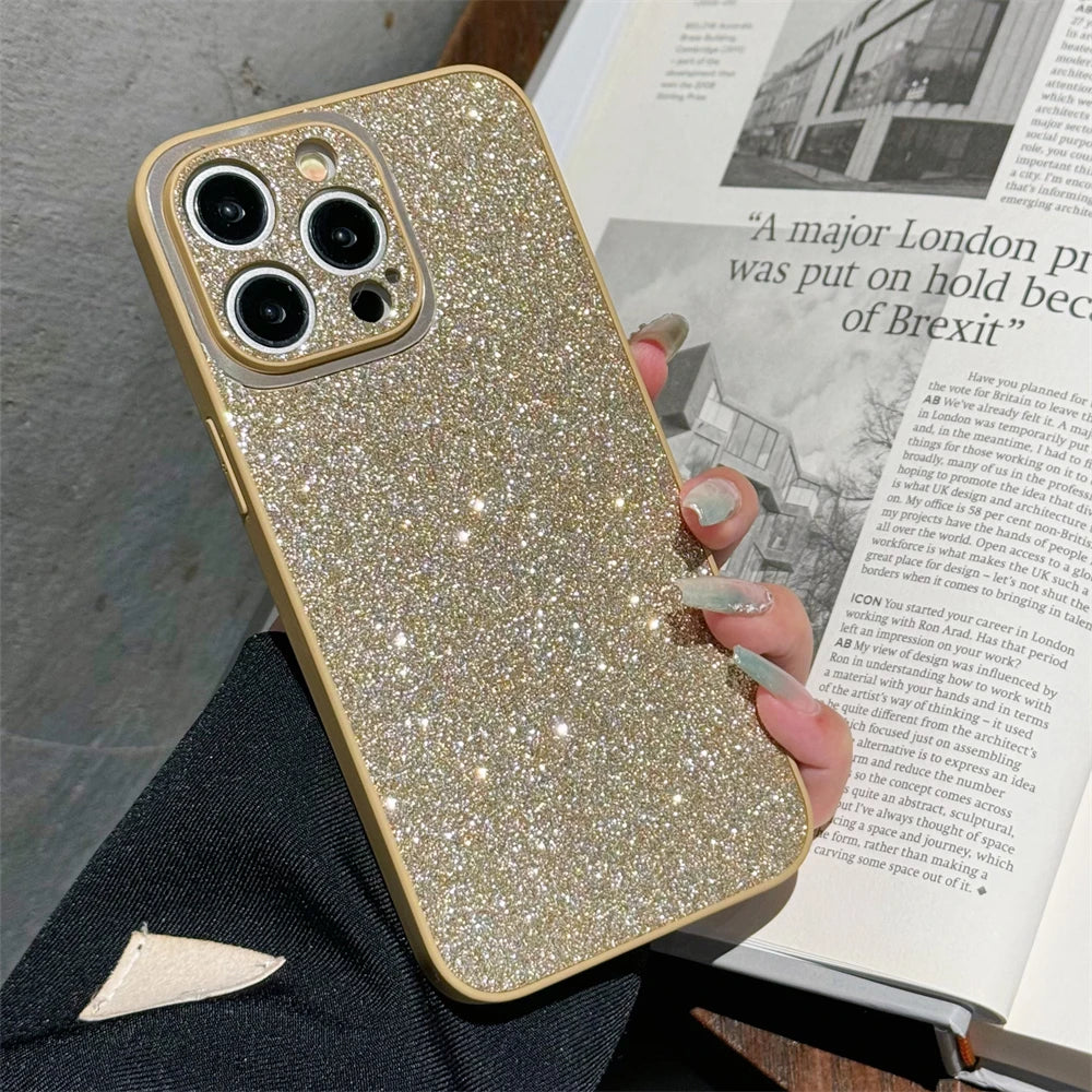 Luxury Bling Glitter Diamond Sequins Matte Phone Case For iPhone