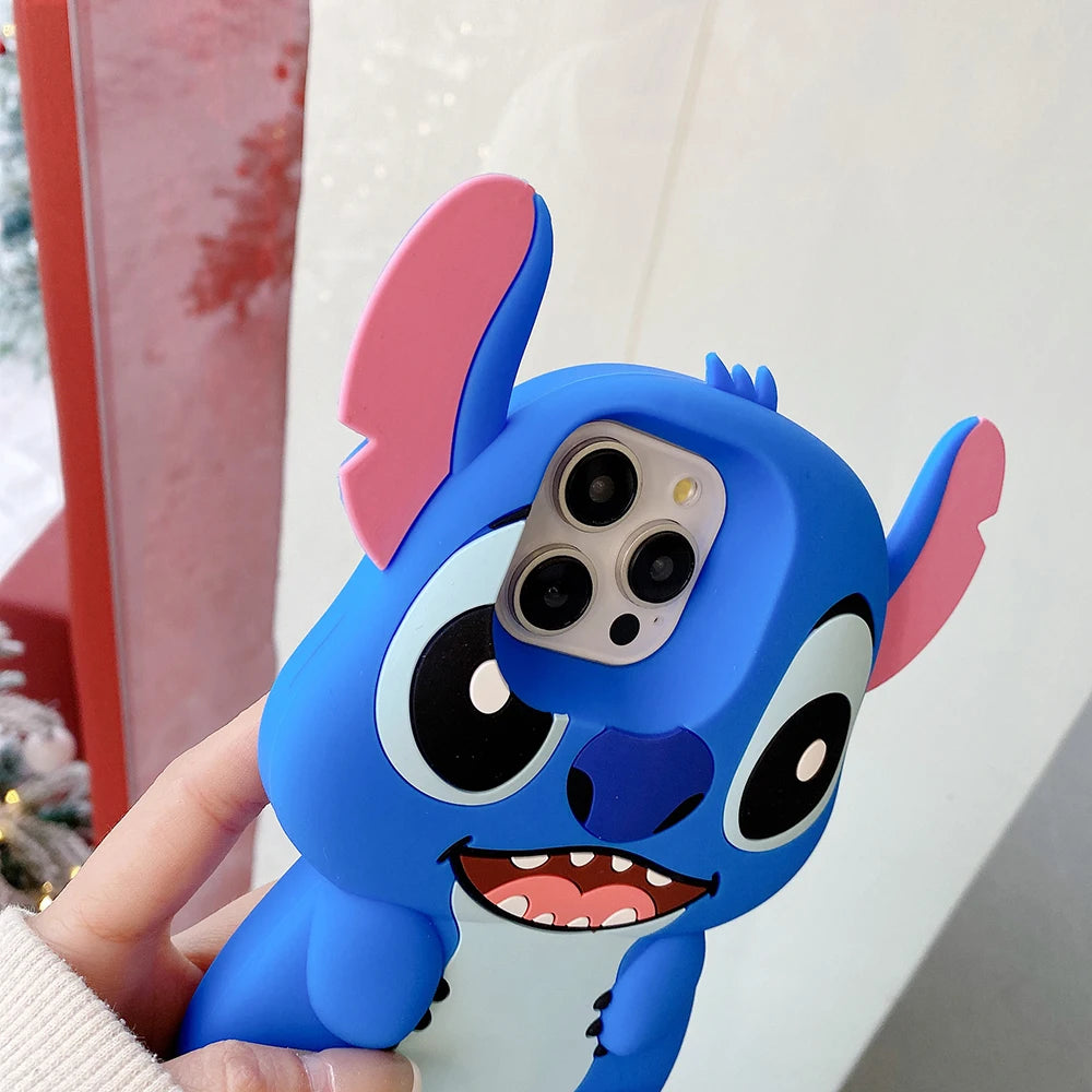 Stitch Big Ear Foot Stand Holder Soft Silicone Phone Case