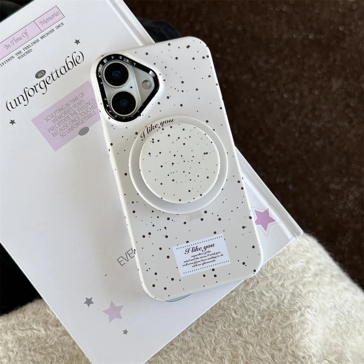 Cute Milk Yellow Splash Magnetic Circle Holder Phone Case