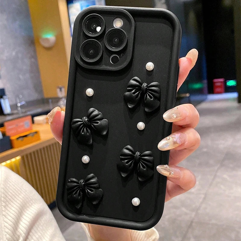 Cute 3D Pearl Bow Phone Case For iPhone