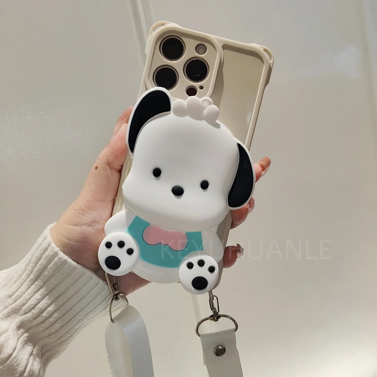 Cartoon Pochacco My Melody Kuromi Crossbody Strap Wallet Phone Case