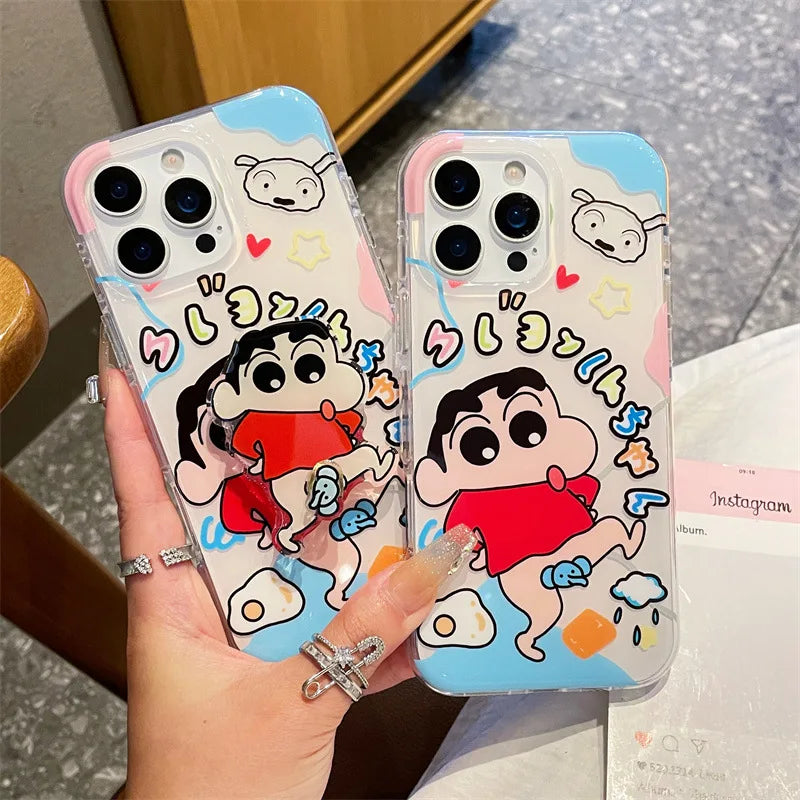 Funny Cartoon Crayon Shin-chan Elephant Rotate Bracket Phone Case For iPhone