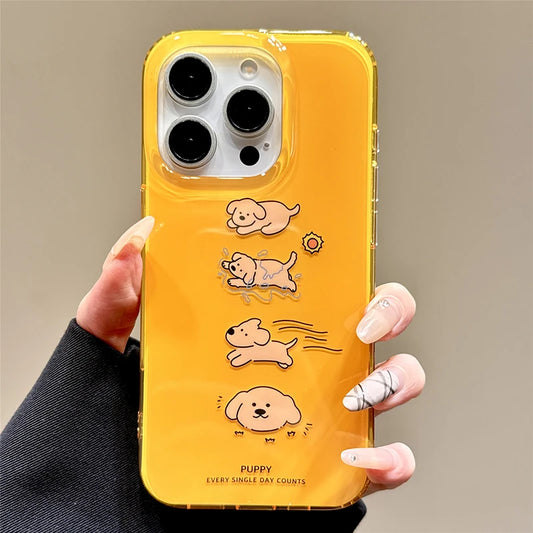Lovely Cute Four Dogs Yellow Phone Case