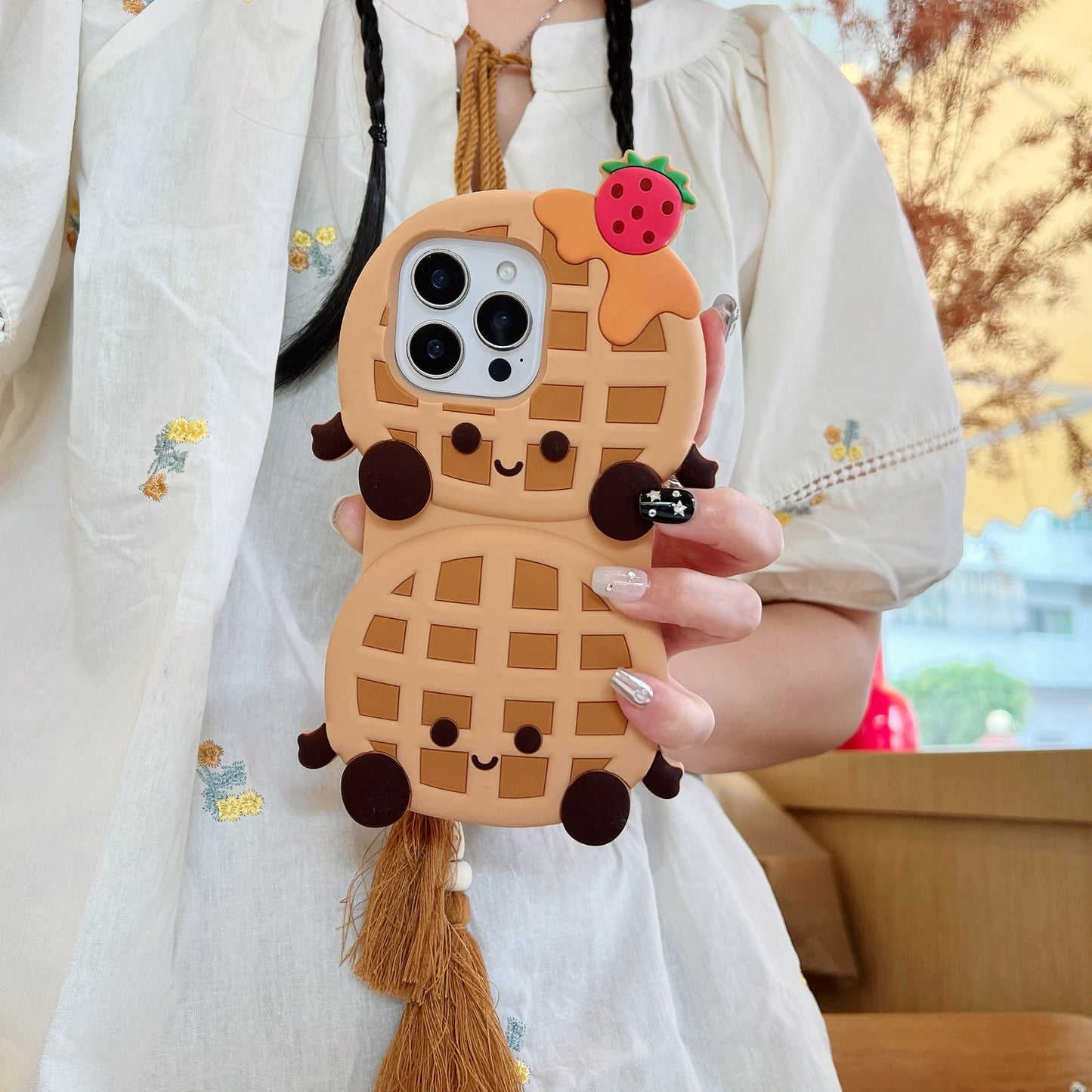 Cute Cartoon Coconut Pancake Waffle Cake Three-dimensional Phone Case
