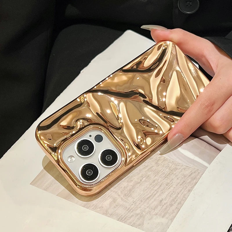Fashion Plating Gold Wrinkle Meteorite Texture Phone Case