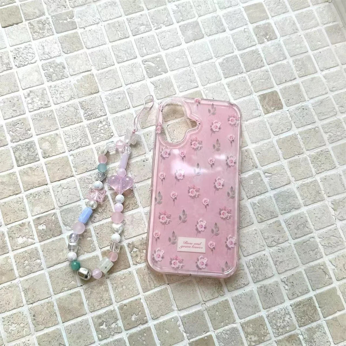 Fashionable Pink Flower Butterfly Stand Phone Case