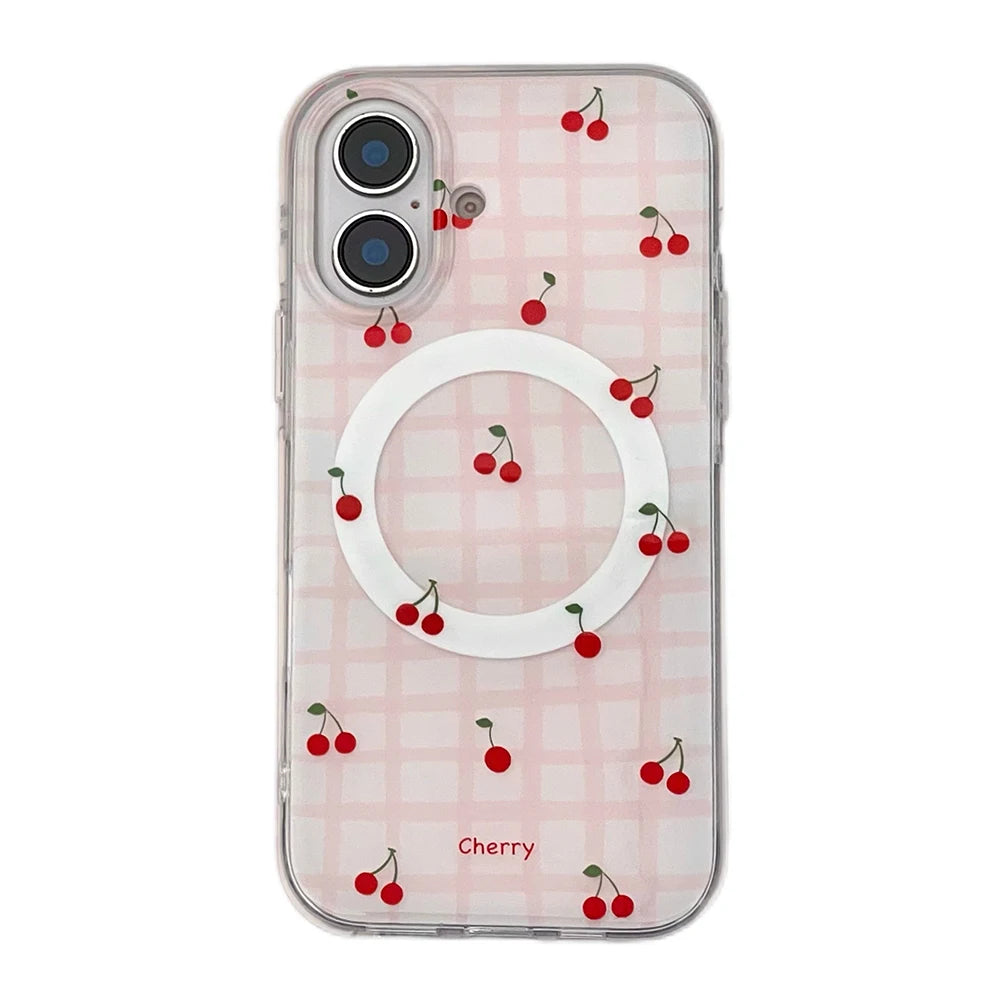 Cute Cherry Bowknot Magnetic Phone Case