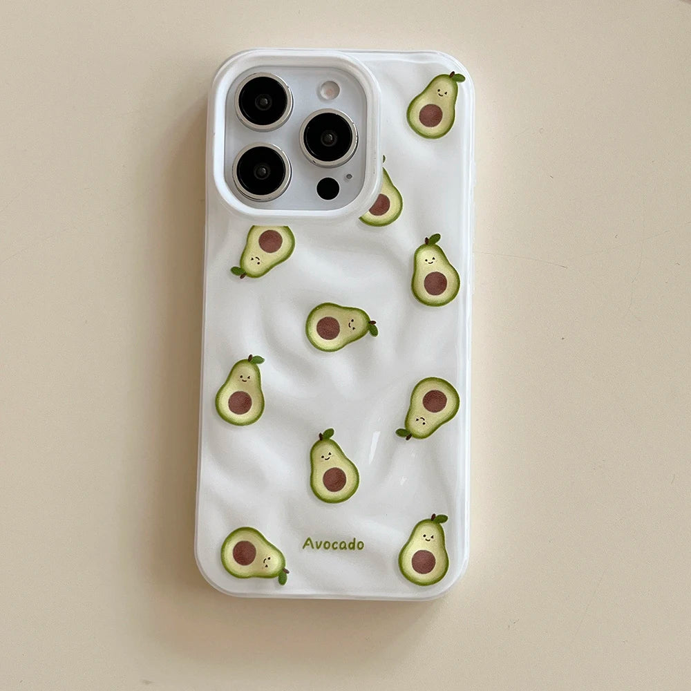 Simple Fruit Durian Avocado Guava Cute Folds Texture Phone Case