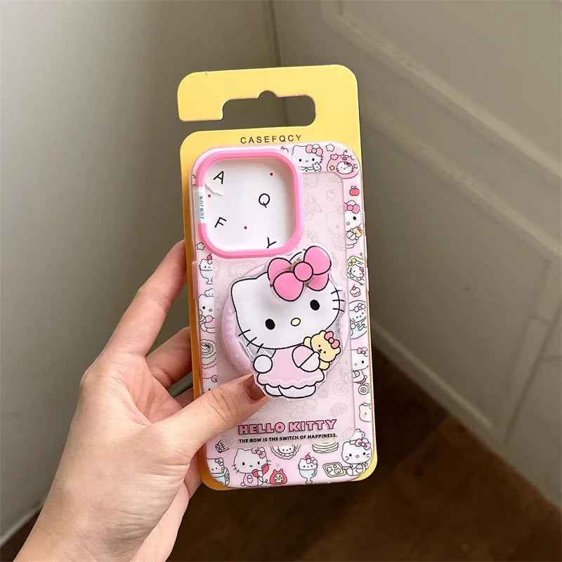 Korean Cute Pink Hello Kitty Magnetic Phone Case For iPhone