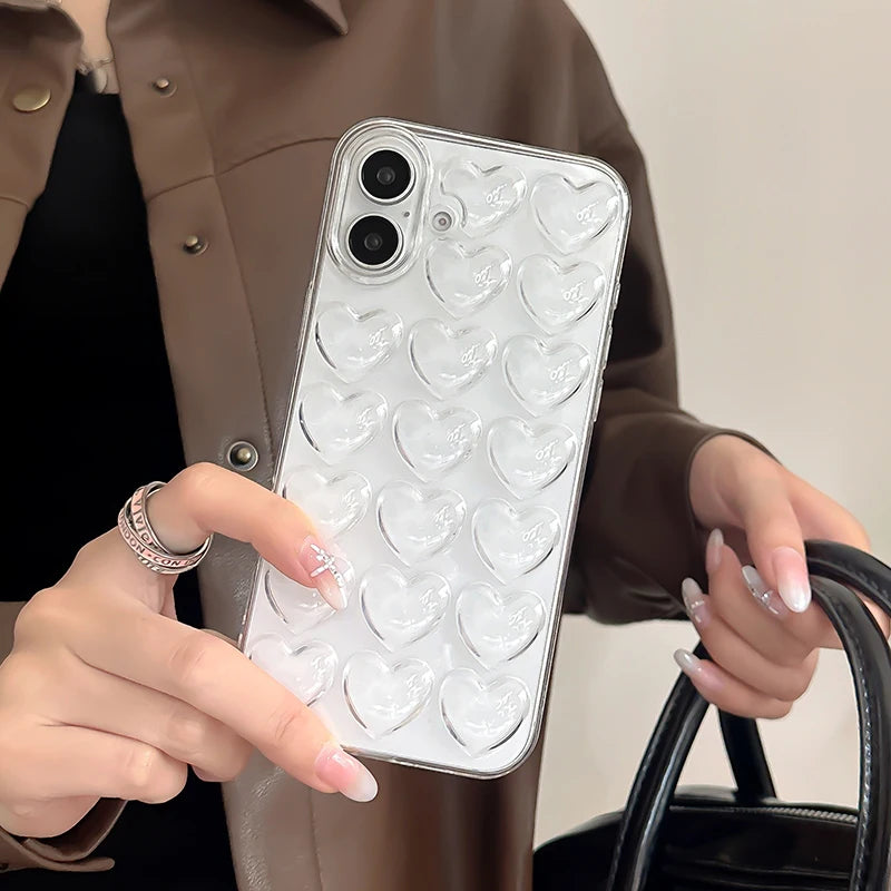 Fashion Transparent Love Heart Soft Silicone Phone Case