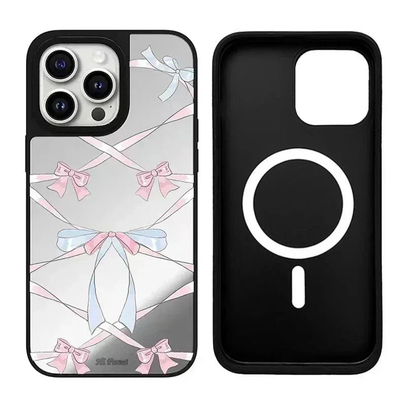 Swan Bowknot Mirror Surface MagSafe Phone Case