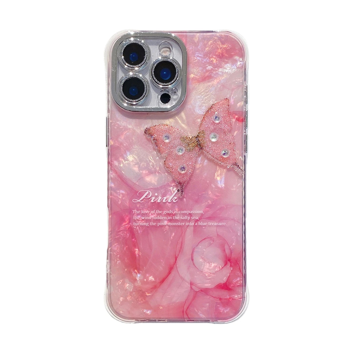 Luxury Butterfly Glitter Clear Conch Shell Phone Case