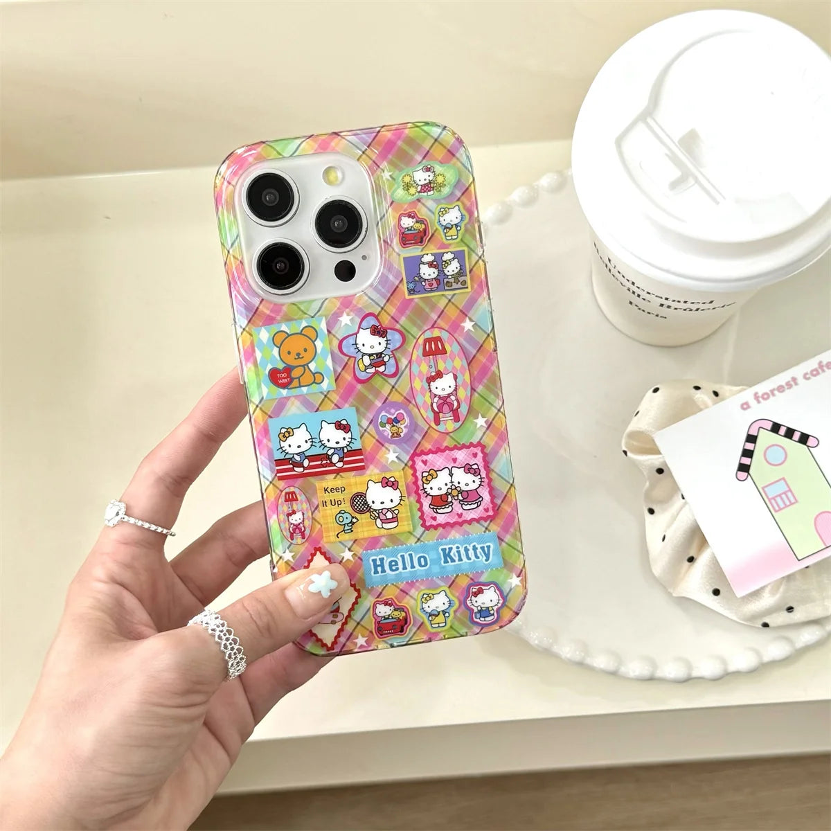 Cute Colorful Patchwork Kitty Cat Phone Case