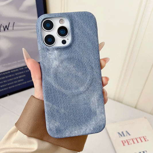 Luxury Denim Textured Magnetic Phone Case
