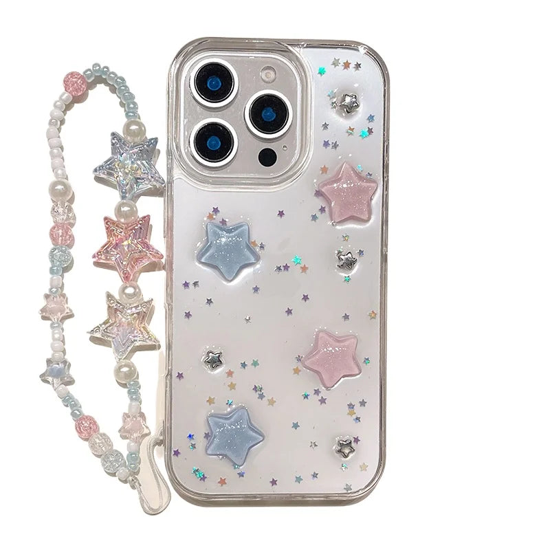 Lovely Colorful 3D Star Bling Glitter Phone Case For iPhone
