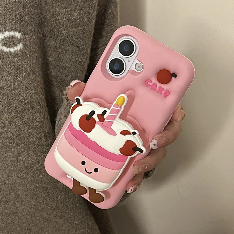 Cute 3D Cake Folding Kickstand Phone Case