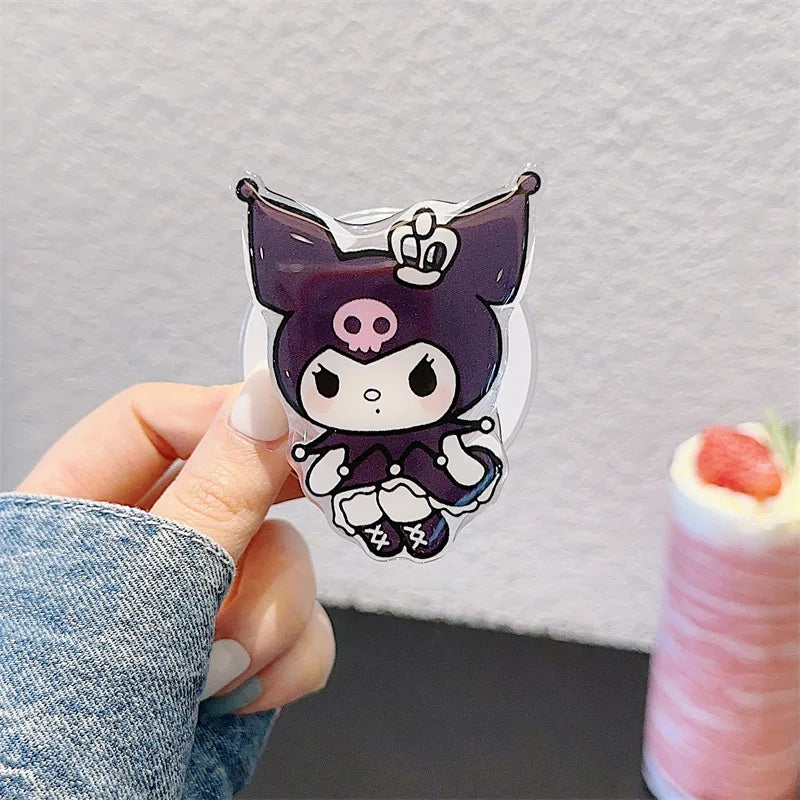 Korean Cute Cartoon Kuromi With Holder Magsafe Magnetic Phone Case For iPhone