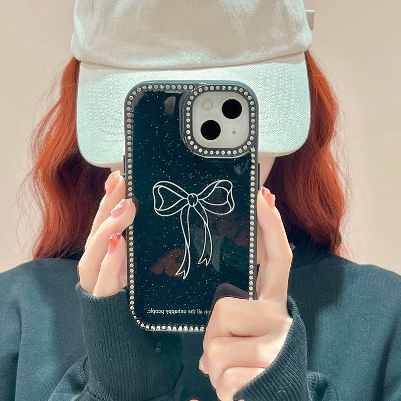 Fashion Glitter Diamond Bling Bow Glossy Phone Case