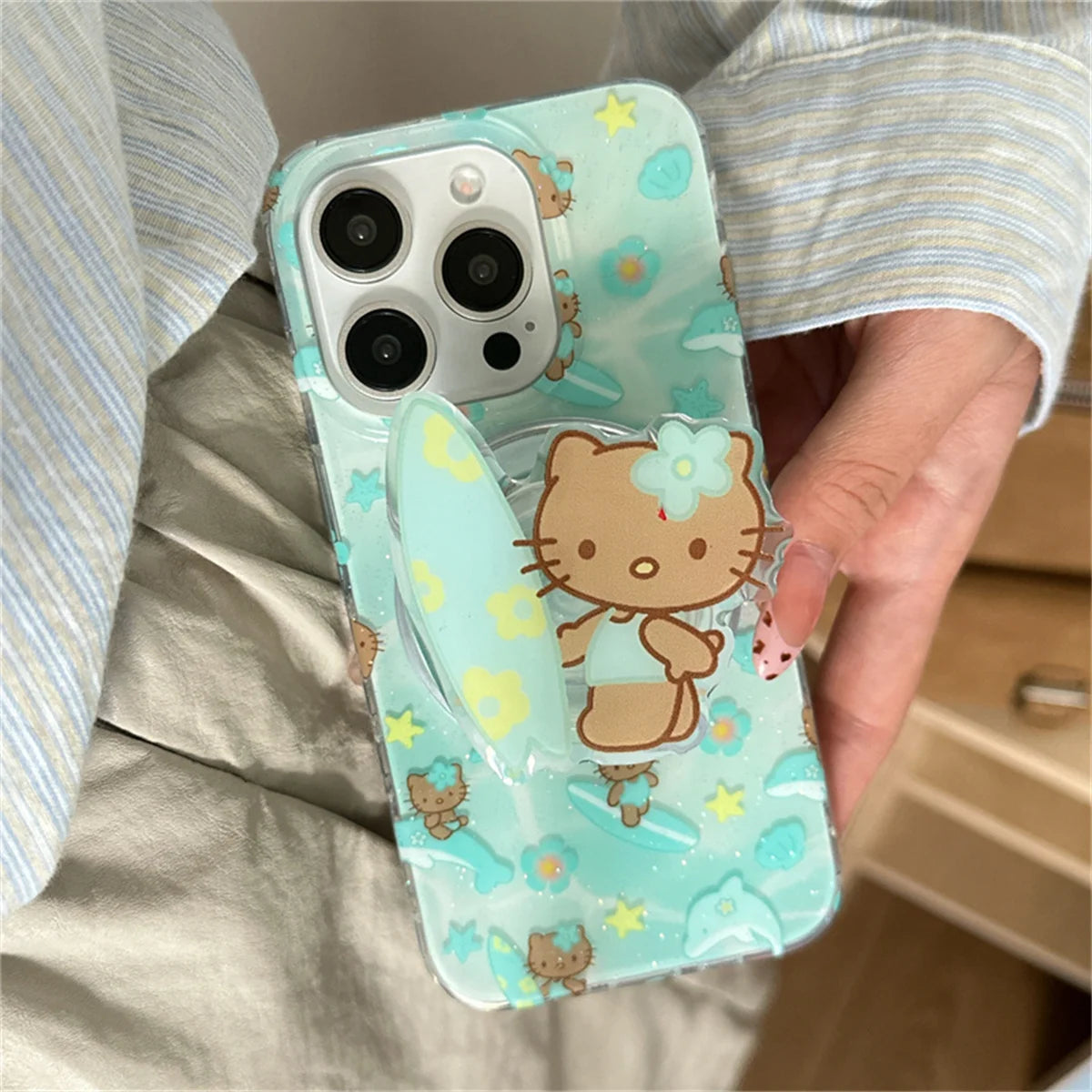Summer Vacation Dolphin Magnetic Stand Phone Case