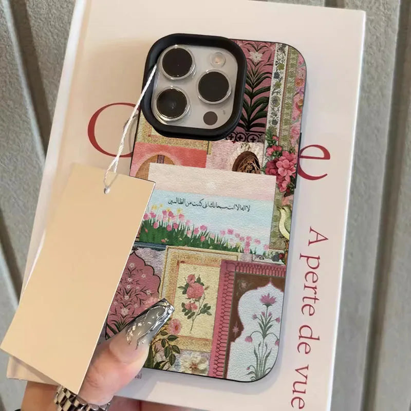 Pink Middle Eastern Tulip Sea Arabic Script Design Phone Case For iPhone
