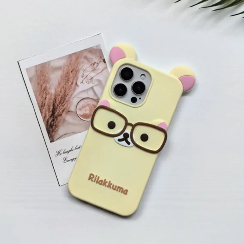 Cute Cartoon Glasses Rilakkuma Bear Phone Case