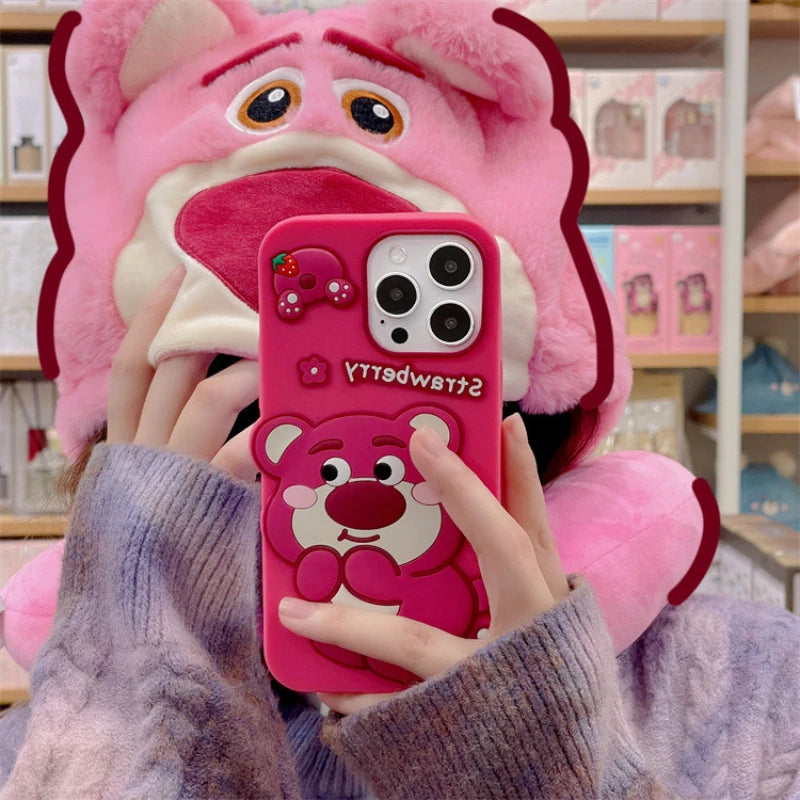 Cute Cartoon Strawberr Bear Phone Case For iPhone