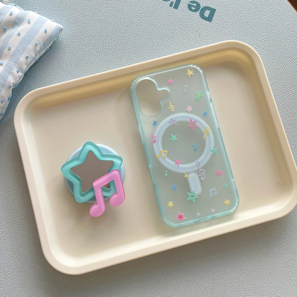 3D Korean Cute Stars Mirror Magsafe Magnetic Holder Phone Case