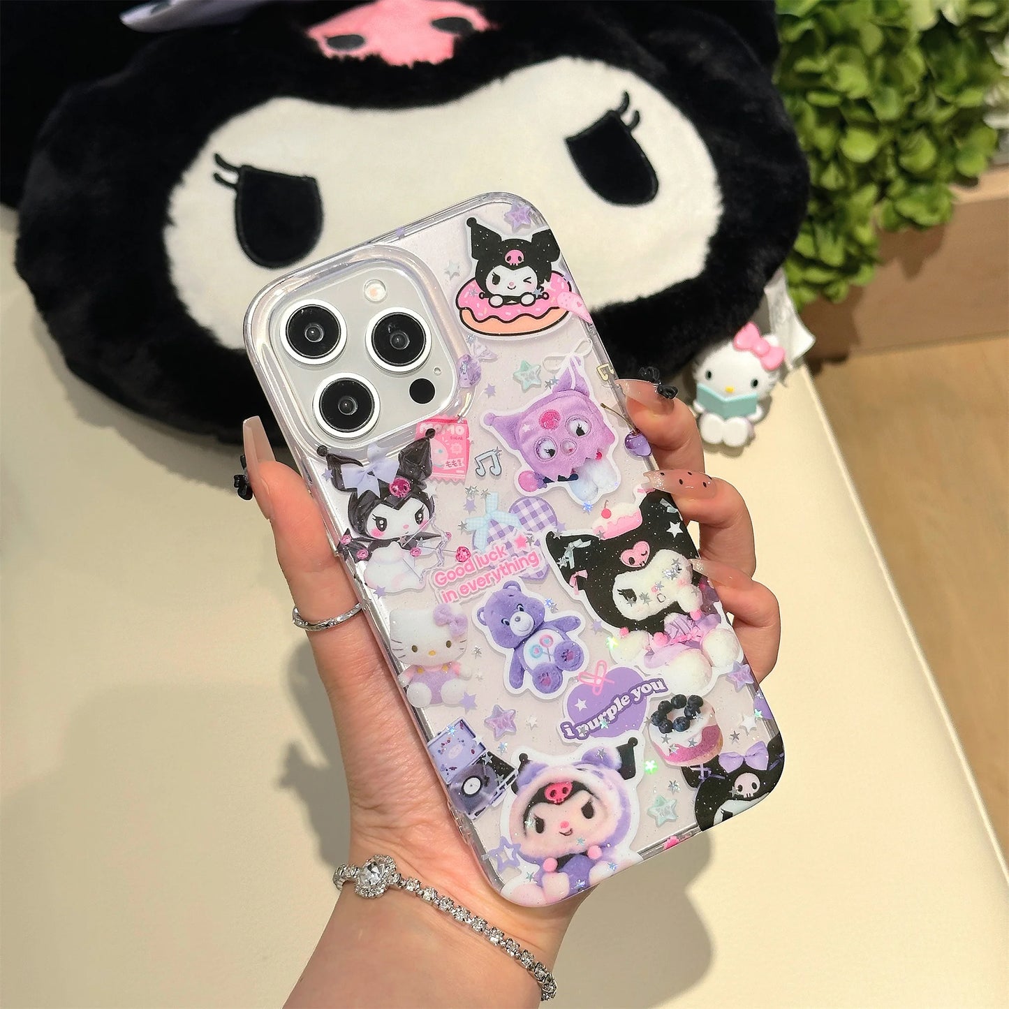 Cute Cinnamoroll Sticker series Bling Glitter Phone Case