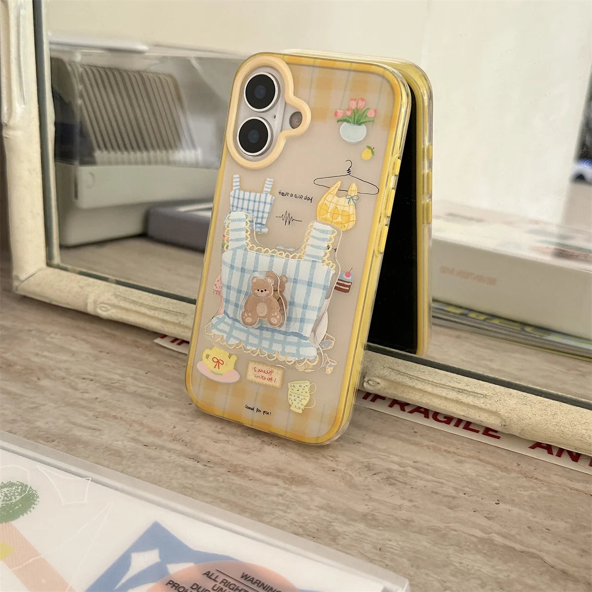 New Cute Cartoon Bear Tote Bag Phone Case