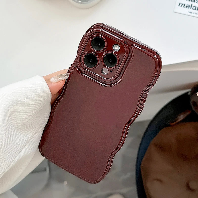 Retro Wine Red Wavy Edge Bumper Phone Case