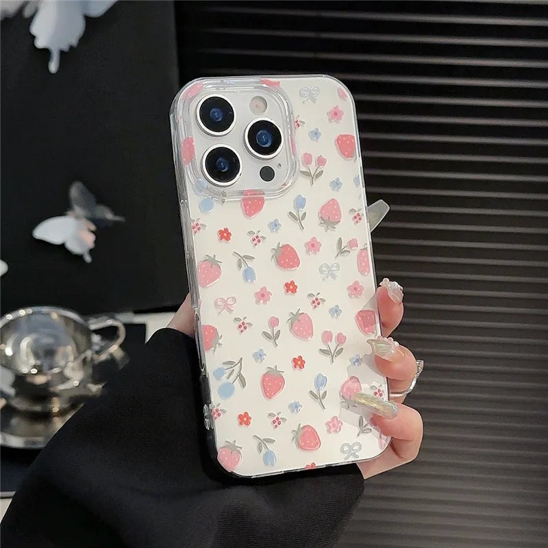 Cute Bow Knot Strawberry Tulip Compatible Phone Case