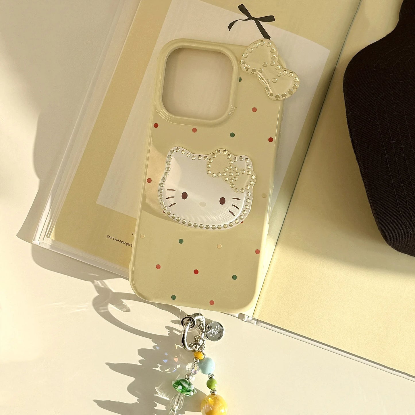 Korean Colorful Wave Point 3D Bowknot Hello Kitty Phone Case For iPhone