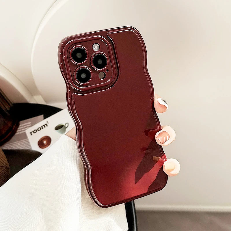 Retro Wine Red Wavy Edge Bumper Phone Case