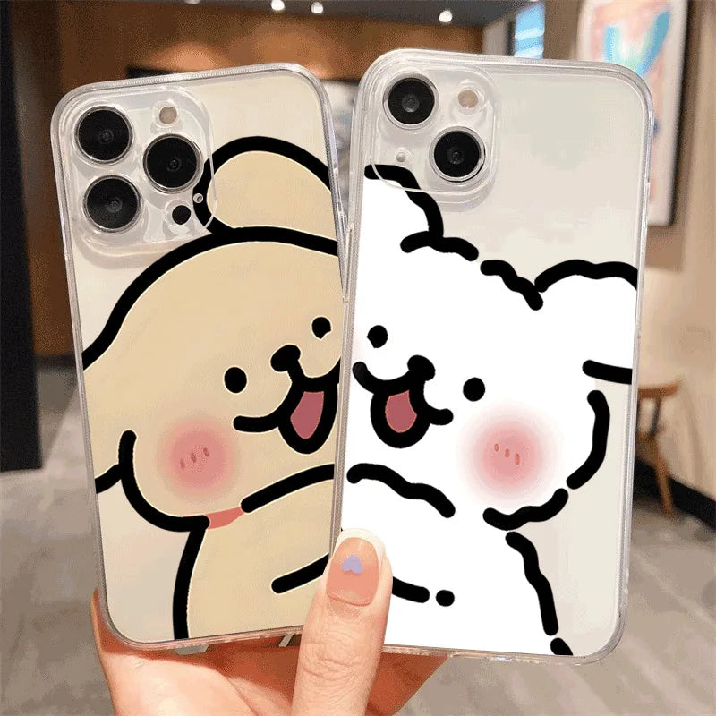 Cute Anime Dog Lovers Couple Phone Case For iPhone